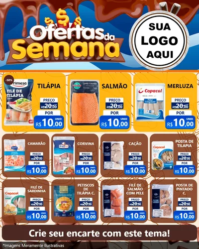Modelo de Rede Social para Feed Instagram com o tema Ofertas da Semana - Páscoa para Peixaria
