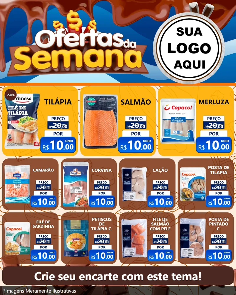Modelo de Rede Social para Feed Instagram com o tema Ofertas da Semana - Páscoa para Peixaria