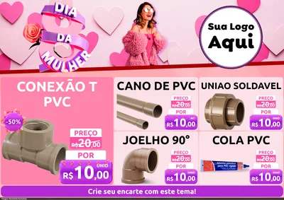 Modelo de Encarte para Encarte A4 Horizontal com o tema Dia da Mulher para Tubos e conexões