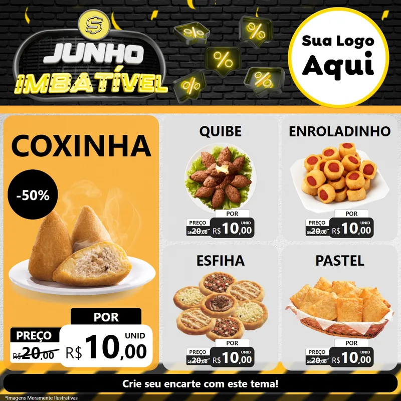 Modelo de Rede Social para Feed Facebook com o tema Junho Imbatível para Salgadaria