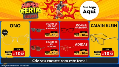 Modelo de TV para TV Horizontal com o tema Super Ofertas Julho para Óticas