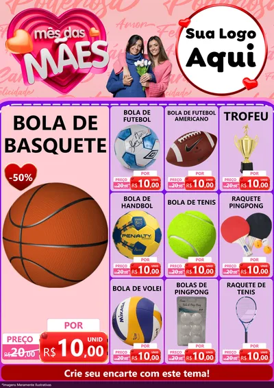 Modelo de Encarte para Encarte A4 Vertical com o tema Mês Das Mães para Artigos Esportivos