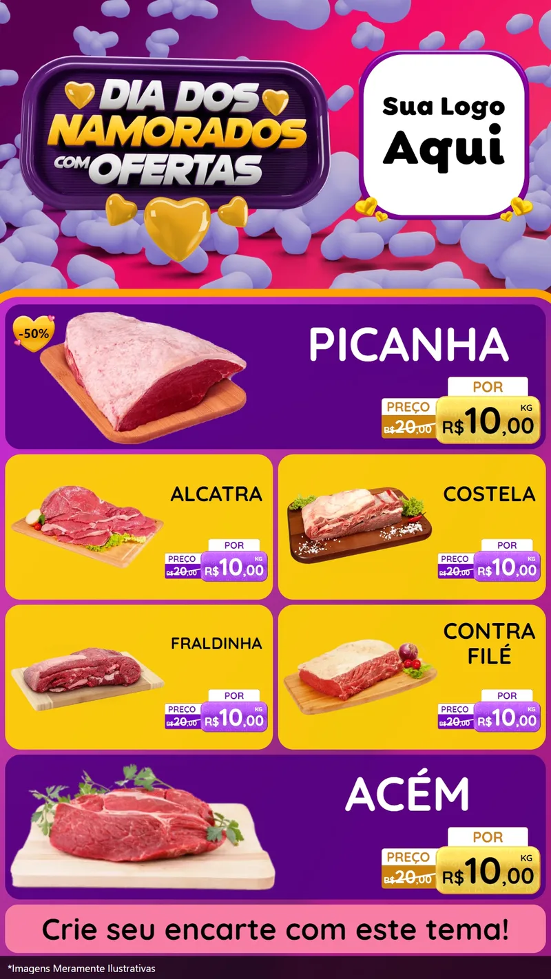 Modelo de TV para TV Vertical com o tema Dia Dos Namorados Com Ofertas para Açougue
