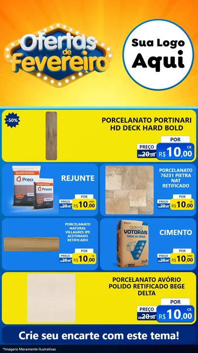 Modelo de TV para TV Vertical com o tema Ofertas de Fevereiro para Pisos e revestimentos