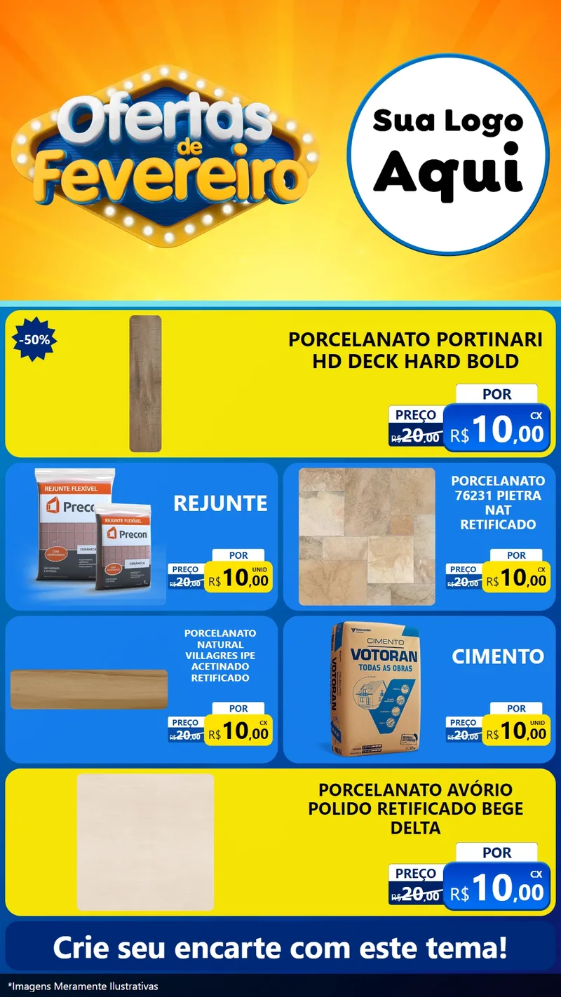 Modelo de TV para TV Vertical com o tema Ofertas de Fevereiro para Pisos e revestimentos