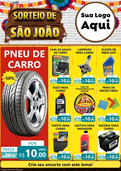 Modelo de Encarte para Encarte A4 Vertical com o tema Sorteio de São João para Auto peças