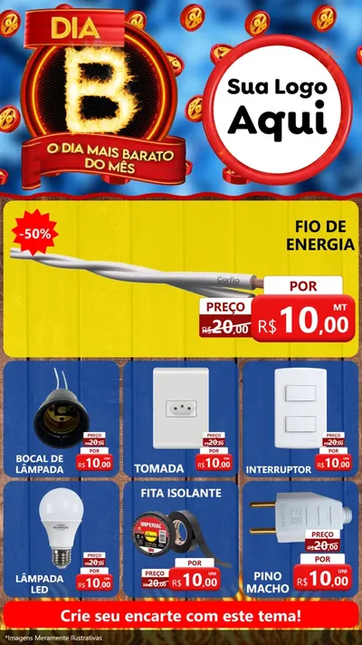 Modelo de Rede Social para Stories com o tema Dia B - O Dia Mais Barato Do Mês para Materiais Elétricos