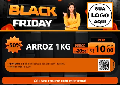 Modelo de Cartaz para Cartaz A4 Horizontal com o tema Black Friday para Supermercado