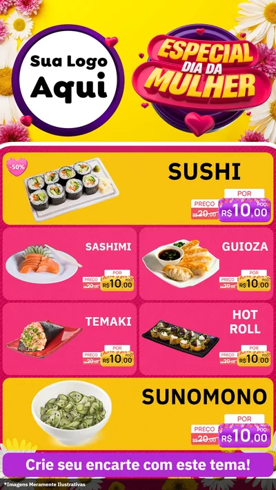 Modelo de TV para TV Vertical com o tema Especial Dia da Mulher para Comida japonesa