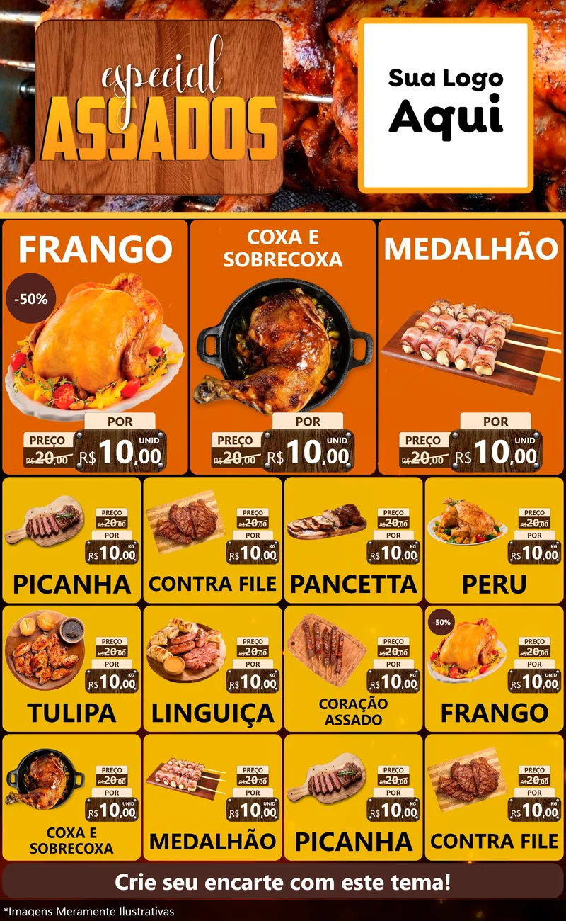 Modelo de Encarte para Encarte Grande com o tema Especial Assados para Assados