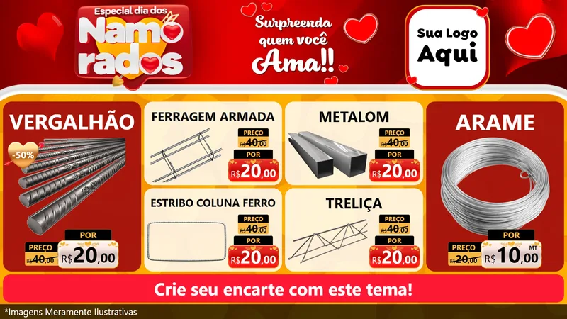Modelo de TV para TV Horizontal com o tema Especial Dia dos Namorados para Ferragens