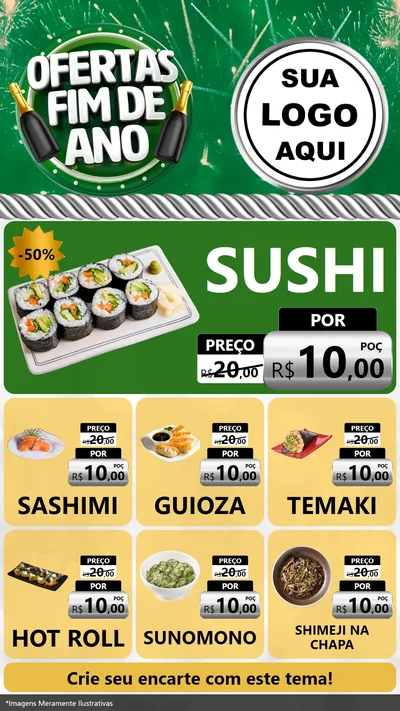 Modelo de Rede Social para Stories com o tema Ofertas Fim de Ano para Comida japonesa