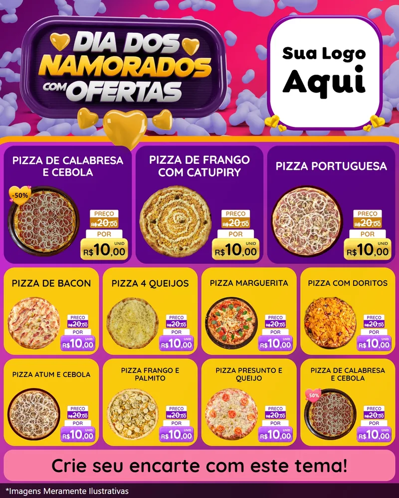 Modelo de Rede Social para Feed Instagram com o tema Dia Dos Namorados Com Ofertas para Pizzaria