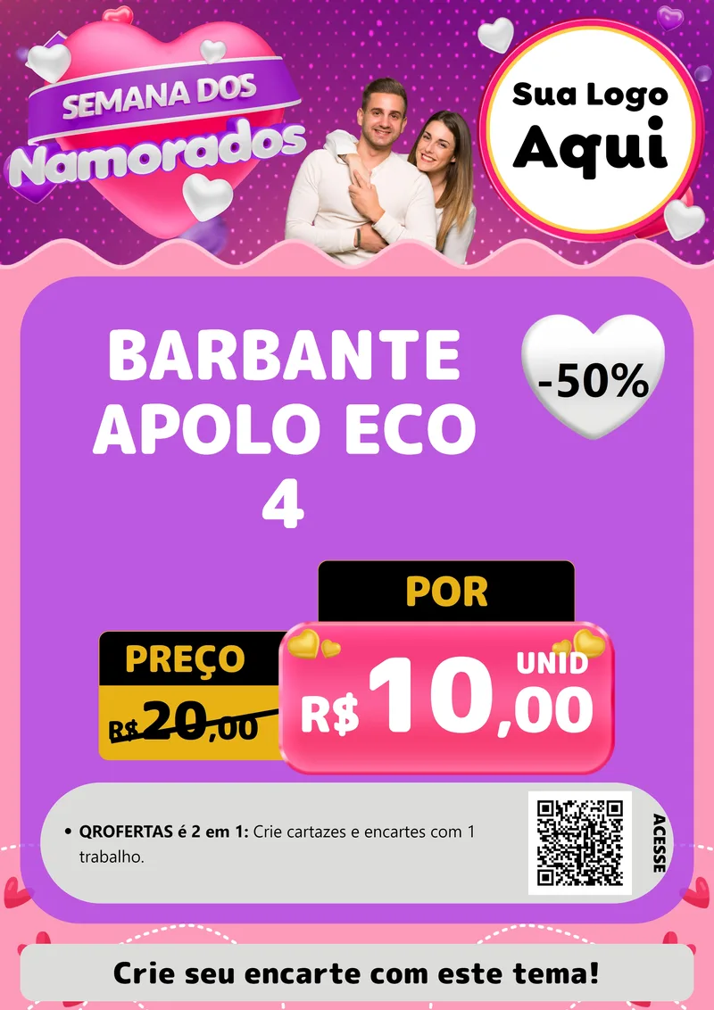 Modelo de Cartaz para Cartaz A4 Vertical com o tema Semana dos Namorados para Armarinho e Aviamentos
