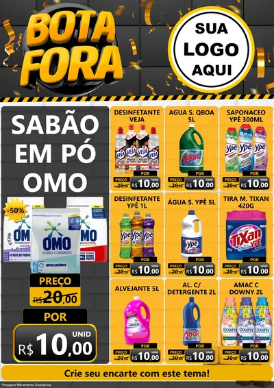 Modelo de Encarte para Encarte A4 Vertical com o tema Bota Fora para Produtos de Limpeza
