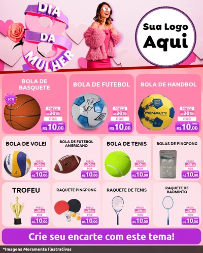 Modelo de Rede Social para Feed Instagram com o tema Dia da Mulher para Artigos Esportivos