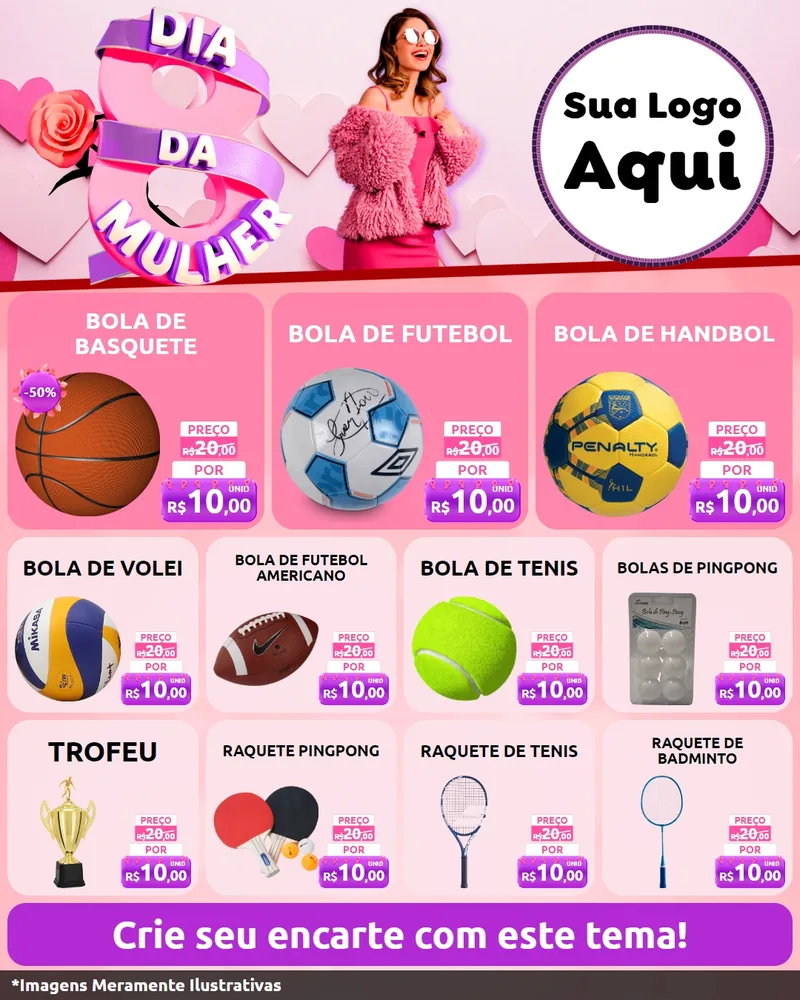 Modelo de Rede Social para Feed Instagram com o tema Dia da Mulher para Artigos Esportivos