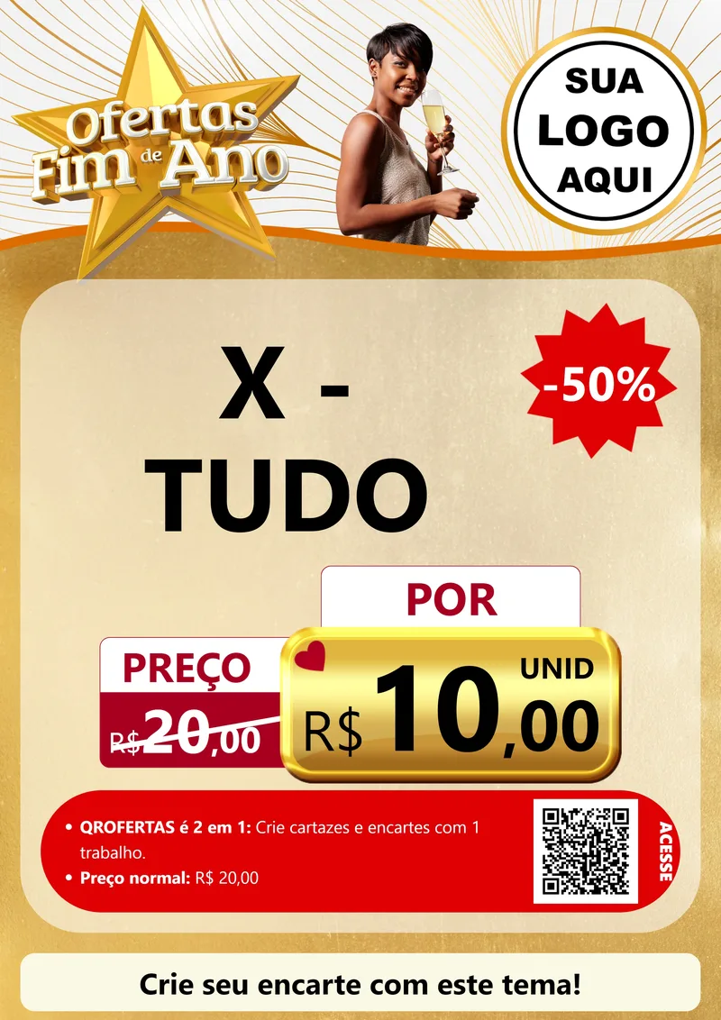 Modelo de Cartaz para Cartaz A4 Vertical com o tema Ofertas Fim de Ano para Hamburgueria