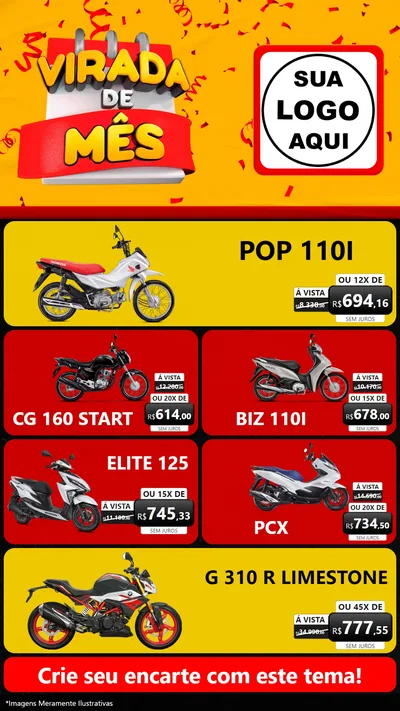 Modelo de TV para TV Vertical com o tema Virada de Mês para Concessionaria de Motos