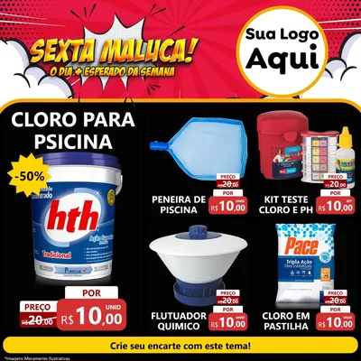Modelo de Rede Social para Feed Facebook com o tema Sexta Maluca! para Produtos para Piscina