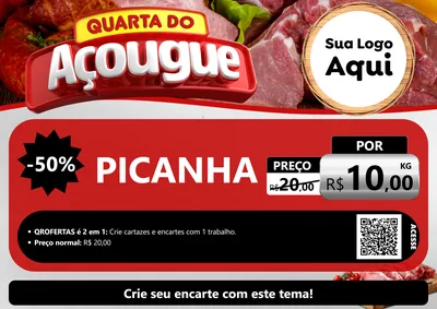 Modelo de Cartaz para Cartaz A4 Horizontal com o tema Quarta do Açougue para Açougue