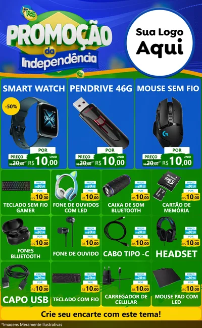 Modelo de Encarte para Encarte Grande com o tema Promoção da Independência para Informática