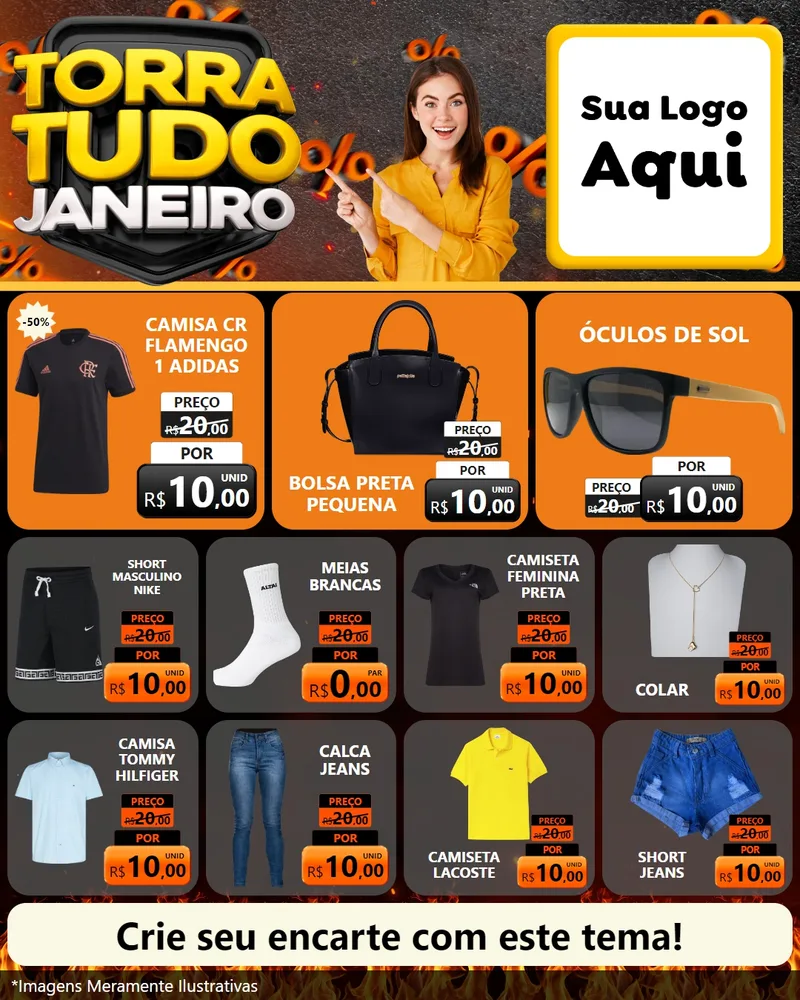Modelo de Rede Social para Feed Instagram com o tema Torra Tudo Janeiro para Roupas e acessórios