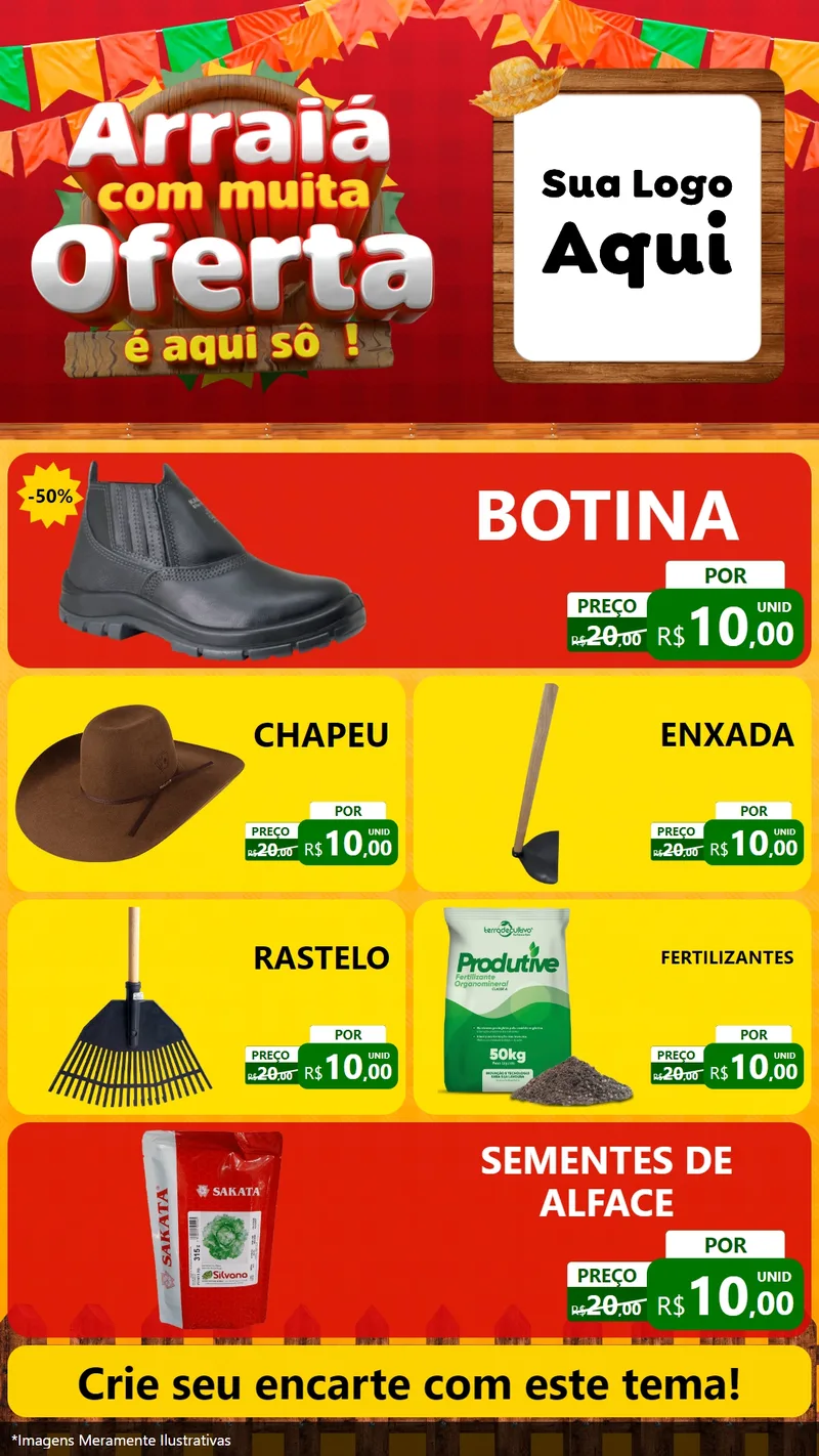 Modelo de TV para TV Vertical com o tema Arraiá Com Muita Oferta - É Aqui Sô! para Agropecuária