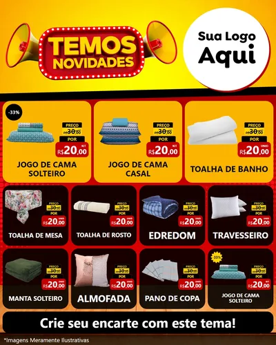 Modelo de Rede Social para Feed Instagram com o tema Temos Novidades para Cama, Mesa e Banho