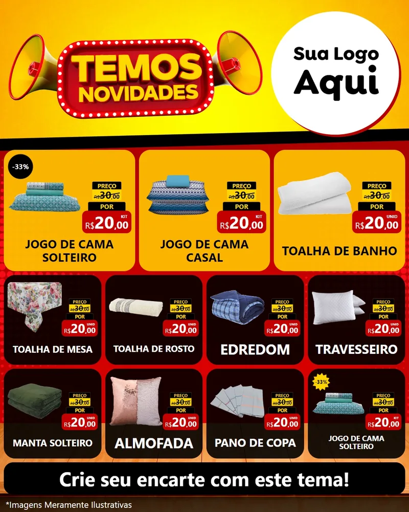 Modelo de Rede Social para Feed Instagram com o tema Temos Novidades para Cama, Mesa e Banho