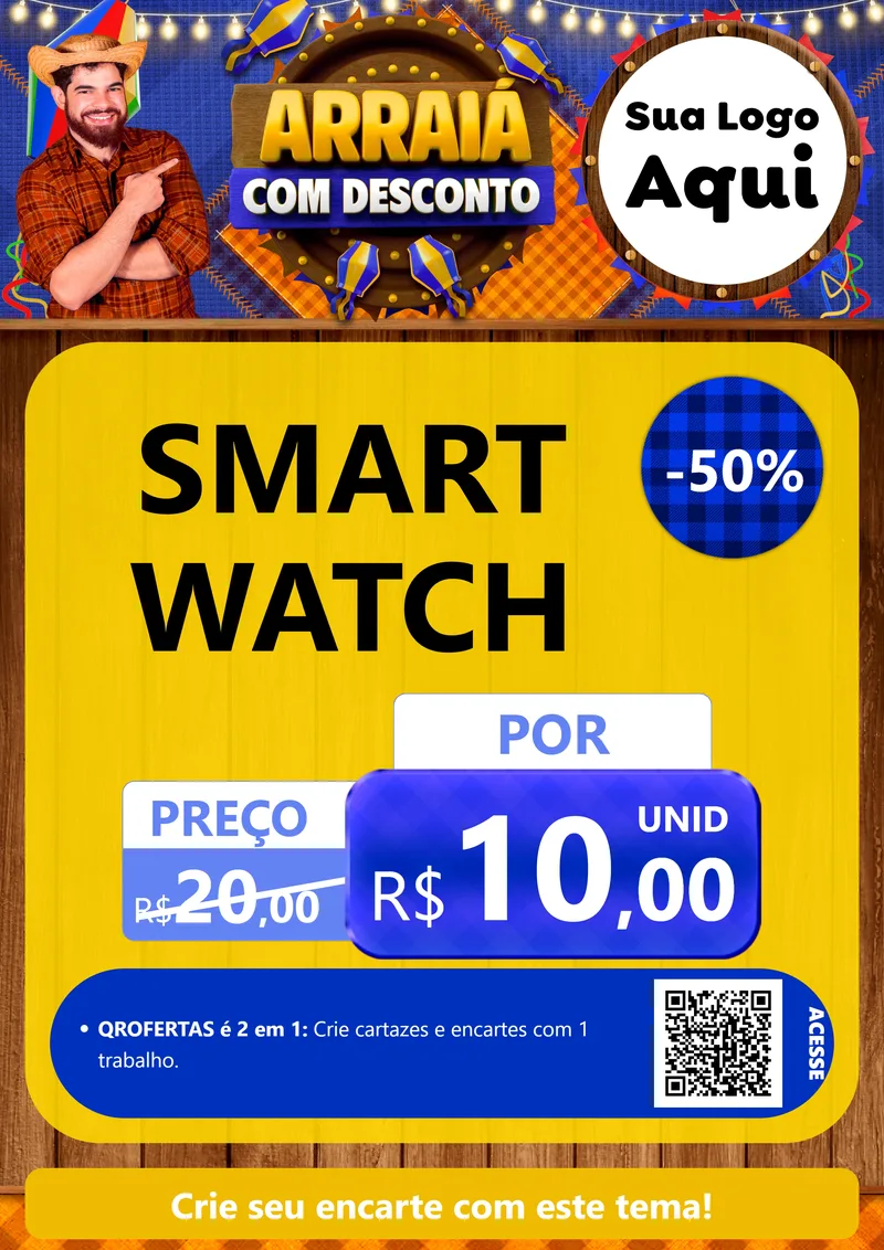 Modelo de Cartaz para Cartaz A4 Vertical com o tema Arraiá Com Desconto para Informática