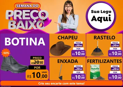 Modelo de Encarte para Encarte A4 Horizontal com o tema Semana do Preço Baixo para Agropecuária