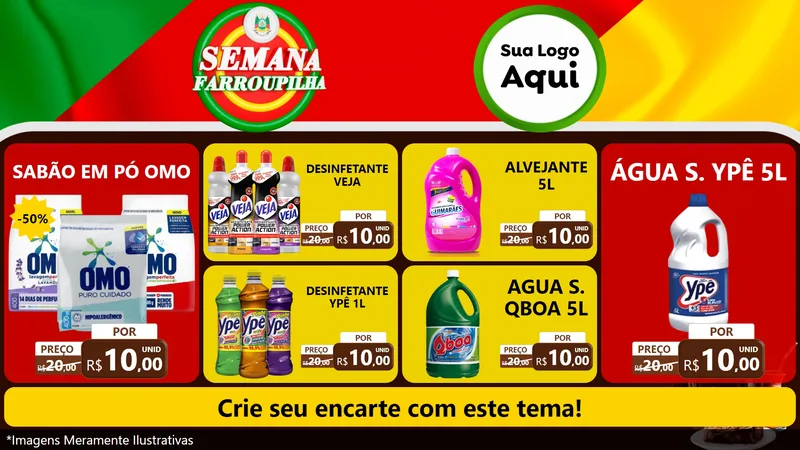 Modelo de TV para TV Horizontal com o tema Semana Farroupilha para Produtos de Limpeza
