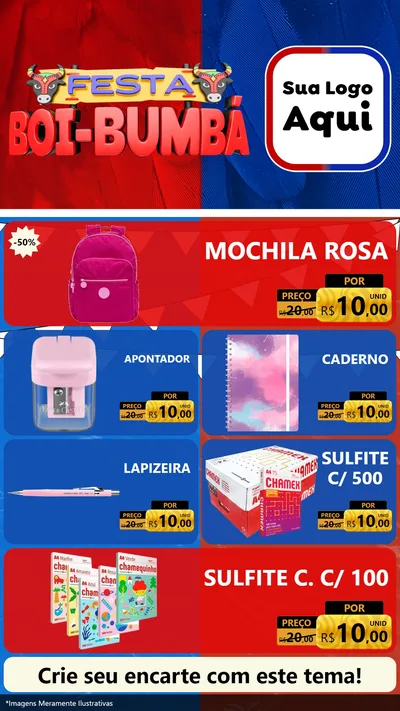 Modelo de TV para TV Vertical com o tema Festa Boi Bumbá para Papelaria