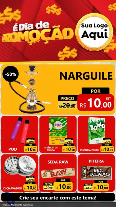Modelo de Rede Social para Stories com o tema É Dia De Promoção para Tabacaria