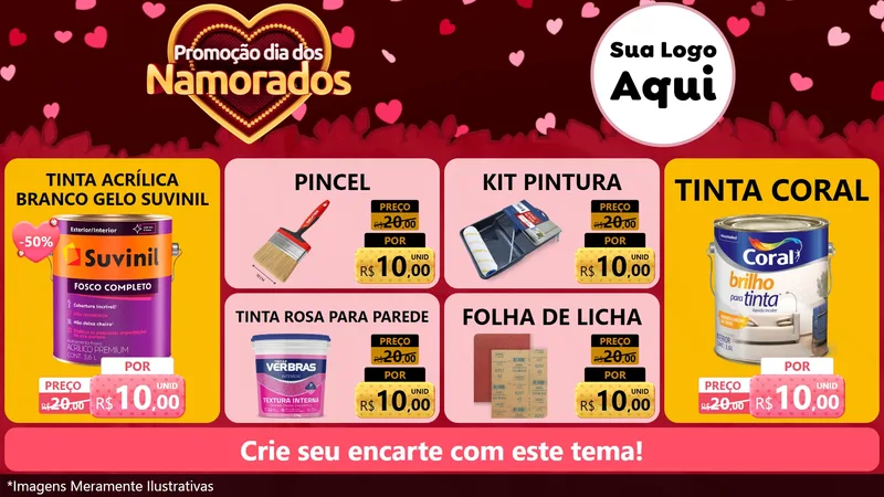 Modelo de TV para TV Horizontal com o tema Promoção Dia Dos Namorados para Tintas e Ferramentas