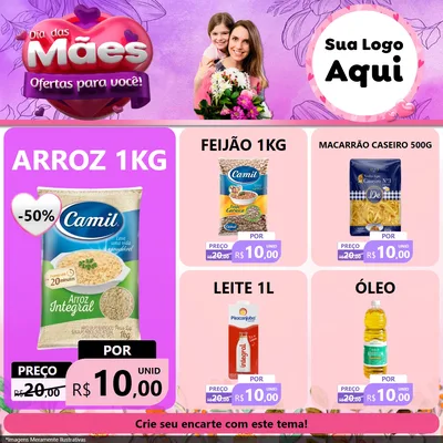 Modelo de Rede Social para Feed Facebook com o tema Dia das Mães Ofertas para Você! para Supermercado