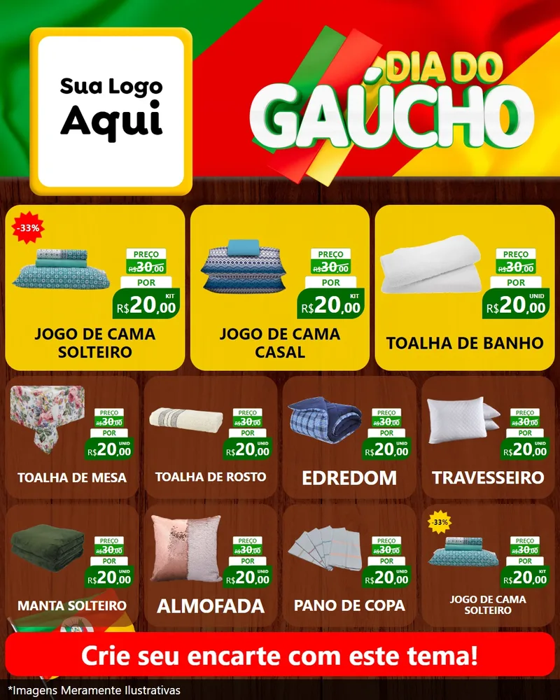 Modelo de Rede Social para Feed Instagram com o tema Dia do Gaúcho para Cama, Mesa e Banho