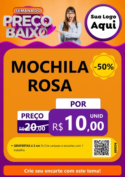 Modelo de Cartaz para Cartaz A4 Vertical com o tema Semana do Preço Baixo para Papelaria