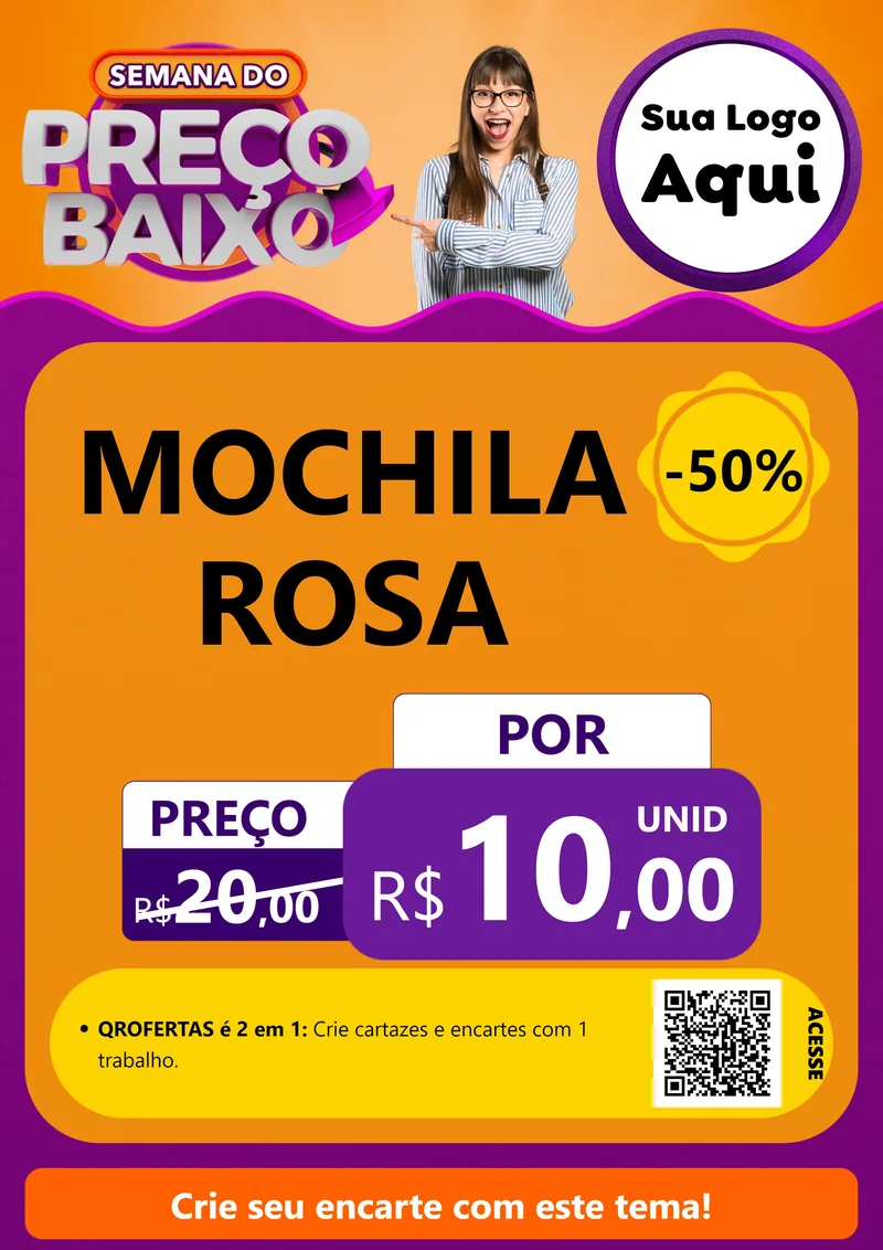 Modelo de Cartaz para Cartaz A4 Vertical com o tema Semana do Preço Baixo para Papelaria