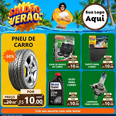 Modelo de Rede Social para Feed Facebook com o tema Saldão de Verão para Auto peças