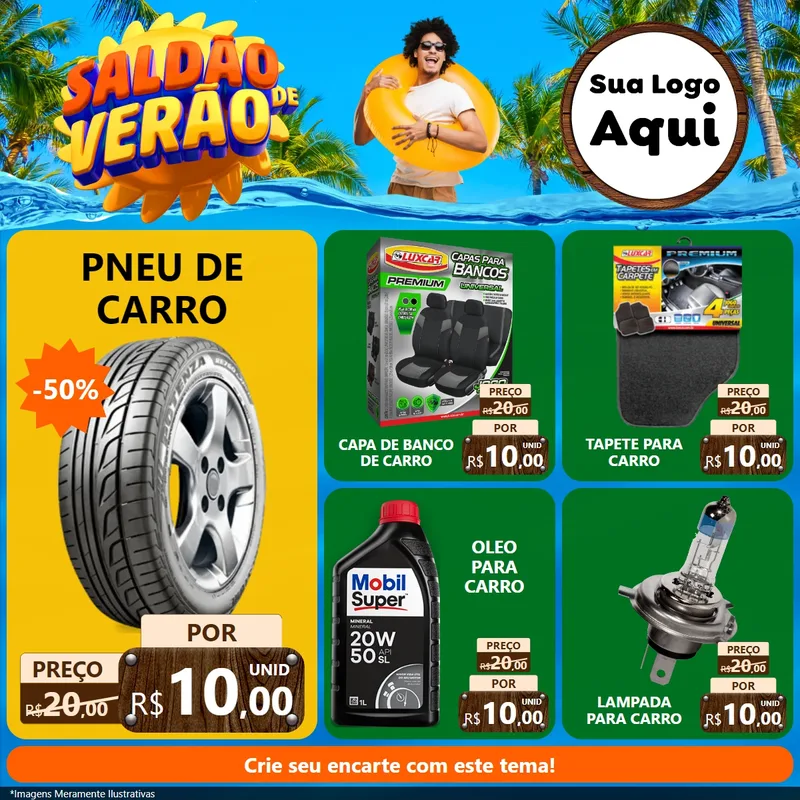 Modelo de Rede Social para Feed Facebook com o tema Saldão de Verão para Auto peças