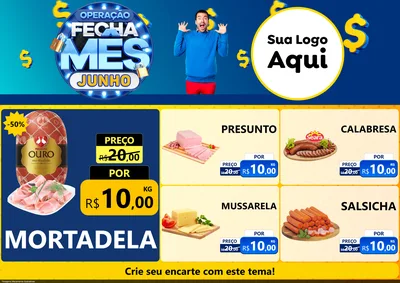 Modelo de Encarte para Encarte A4 Horizontal com o tema Operação Fecha Mês, Junho para Frios e Laticínios