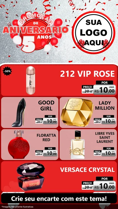 Modelo de TV para TV Vertical com o tema Promoção de Aniversário - 5 Anos para Perfumes