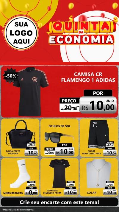 Modelo de Rede Social para Stories com o tema Quinta da Economia para Roupas e acessórios