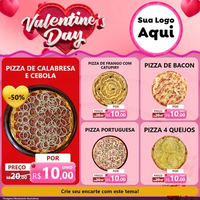 Modelo de Rede Social para Feed Facebook com o tema Valentine's Day para Pizzaria