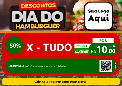 Modelo de Cartaz para Cartaz A4 Horizontal com o tema Descontos Dia Do Hambúrguer para Hamburgueria