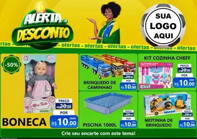 Modelo de Encarte para Encarte A4 Horizontal com o tema Alerta de Desconto para Brinquedos