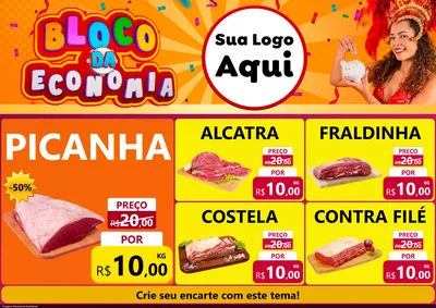 Modelo de Encarte para Encarte A4 Horizontal com o tema Bloco da Economia para Açougue
