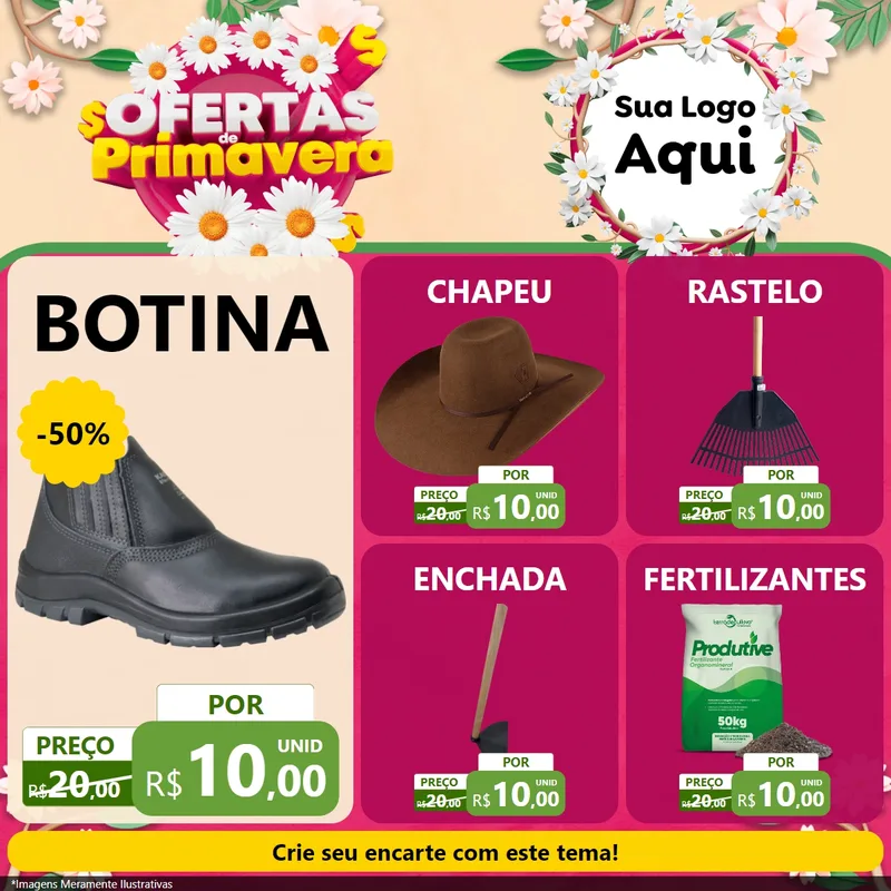 Modelo de Rede Social para Feed Facebook com o tema Ofertas de Primavera para Agropecuária